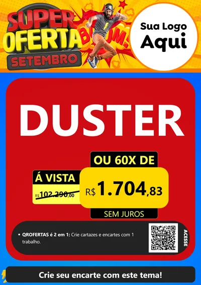 Modelo de Cartaz para Cartaz A4 Vertical com o tema Super Oferta Setembro para Concessionaria de Carros