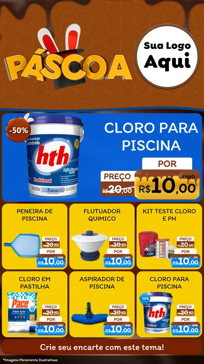 Modelo de Rede Social para Stories com o tema Páscoa para Produtos para Piscina