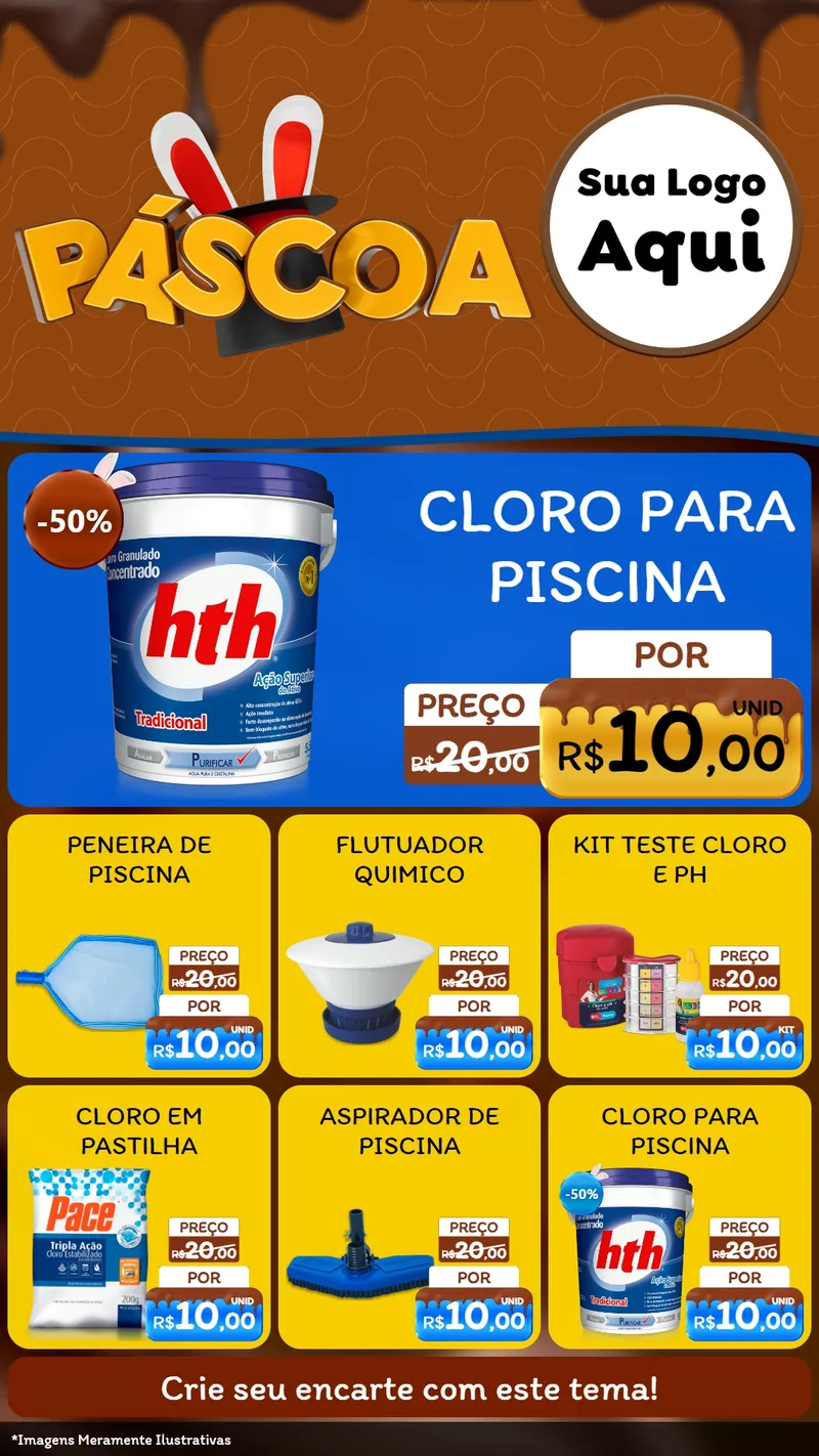 Modelo de Rede Social para Stories com o tema Páscoa para Produtos para Piscina