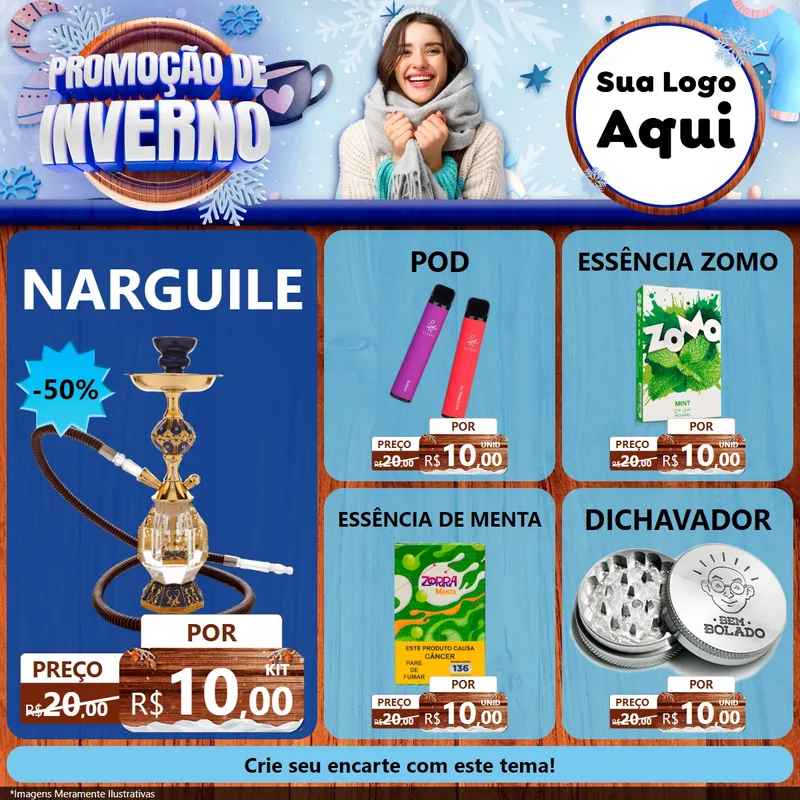 Modelo de Rede Social para Feed Facebook com o tema Promoção de Inverno para Tabacaria
