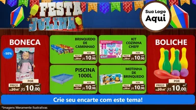 Modelo de TV para TV Horizontal com o tema Festa Julina para Brinquedos