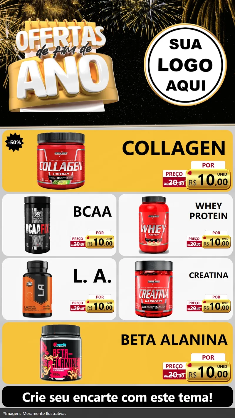 Modelo de TV para TV Vertical com o tema Ofertas de Fim de Ano para Suplementos alimentares