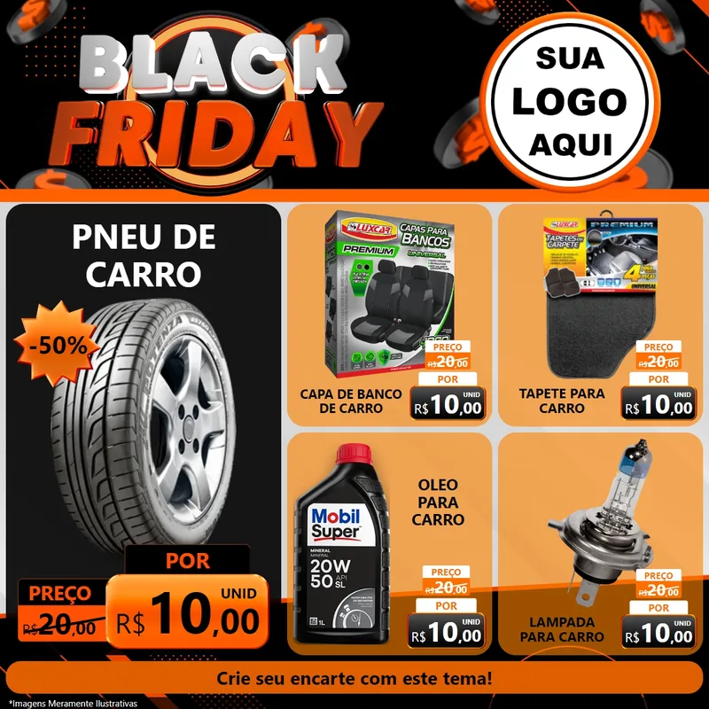 Modelo de Rede Social para Feed Facebook com o tema Black Friday para Auto peças