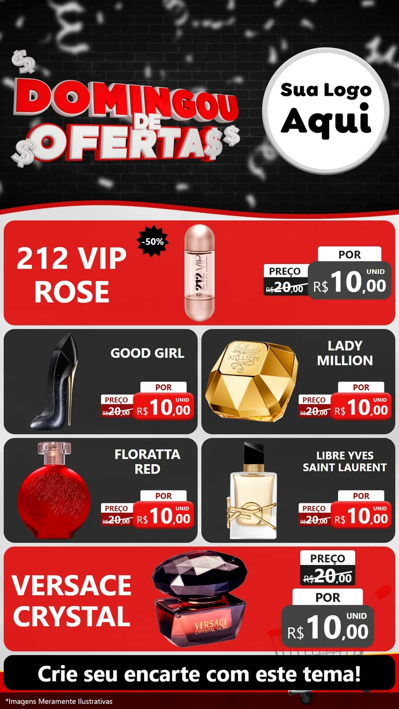 Modelo de TV para TV Vertical com o tema Domingou de Ofertas para Perfumes