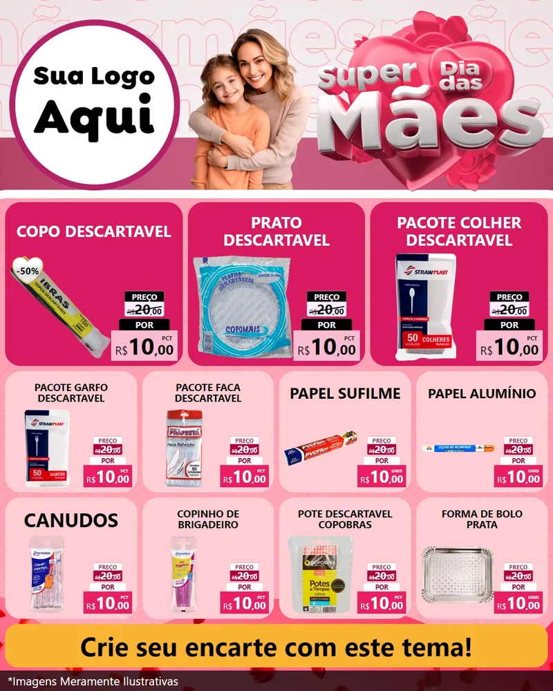 Modelo de Rede Social para Feed Instagram com o tema Super Dia Das Mães para Embalagens