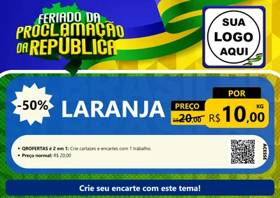 Modelo de Cartaz para Cartaz A4 Horizontal com o tema Feriado da Proclamação da República para Hortifrúti