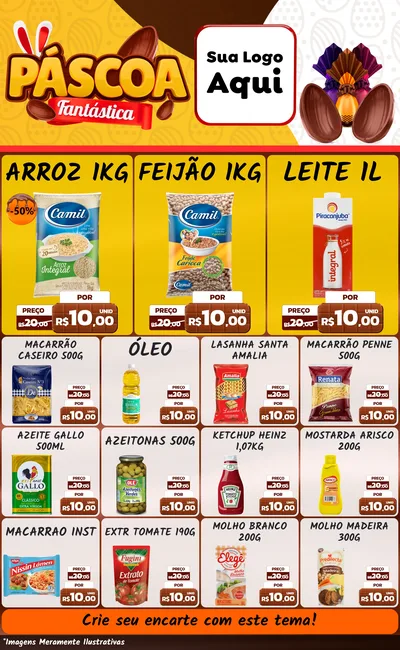 Modelo de Encarte para Encarte Grande com o tema Páscoa Fantástica para Supermercado