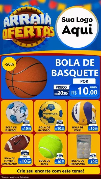 Modelo de Rede Social para Stories com o tema Arraiá de Ofertas - Junina para Artigos Esportivos