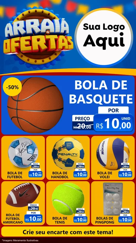 Modelo de Rede Social para Stories com o tema Arraiá de Ofertas - Junina para Artigos Esportivos