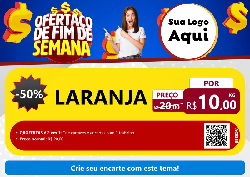 Modelo de Cartaz para Cartaz A4 Horizontal com o tema Ofertaço de Fim de Semana para Hortifrúti