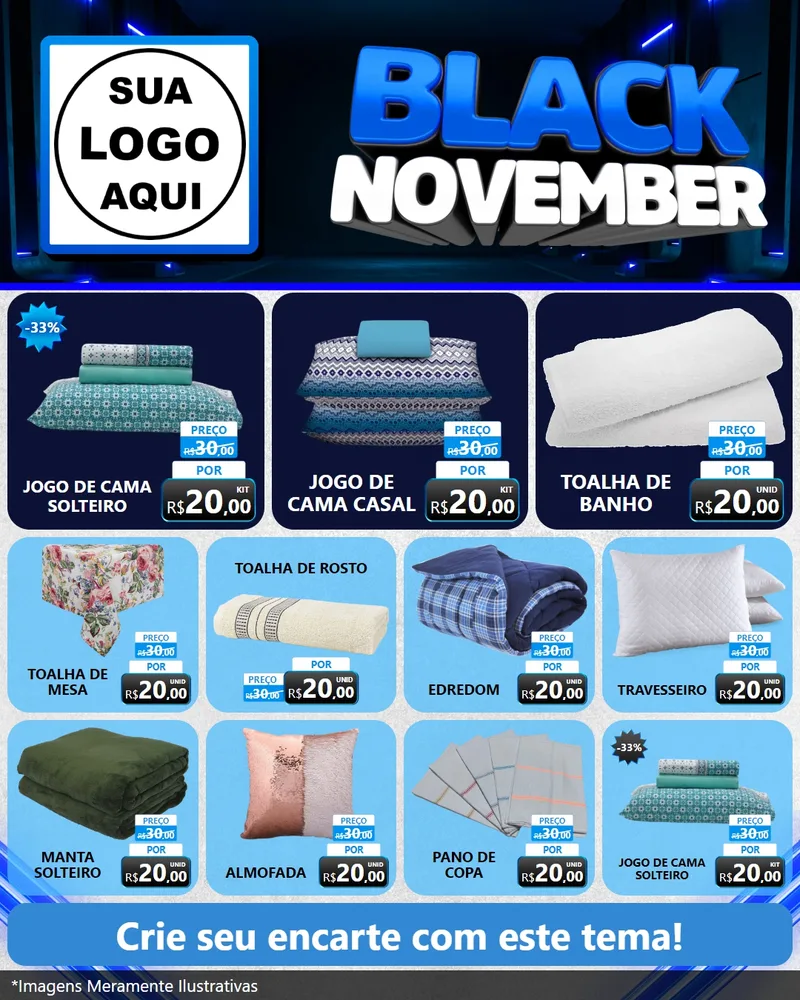 Modelo de Rede Social para Feed Instagram com o tema Black November para Cama, Mesa e Banho