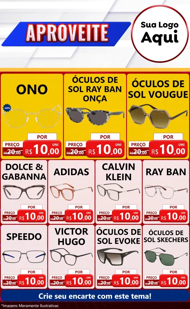 Modelo de Encarte para Encarte Grande com o tema Aproveite para Óticas