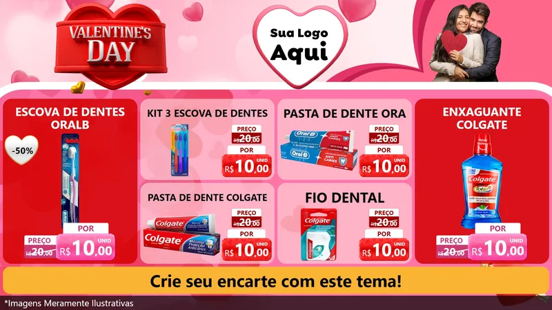 Modelo de TV para TV Horizontal com o tema Valentine's Day para Higiene Pessoal