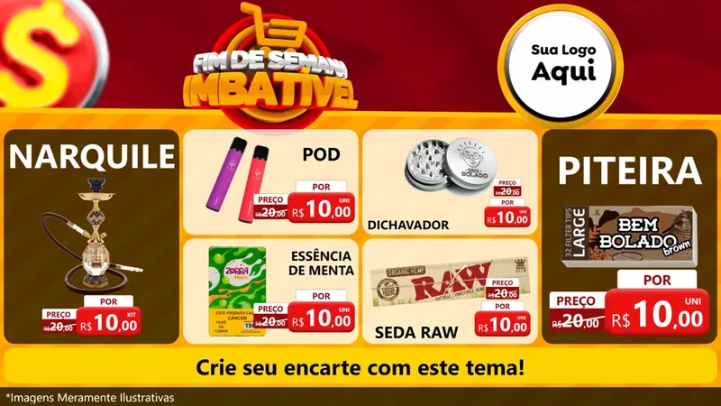 Modelo de TV para TV Horizontal com o tema Fim de Semana Imbatível para Tabacaria