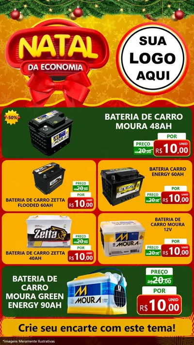 Modelo de TV para TV Vertical com o tema Natal da Economia para Baterias Elétricas