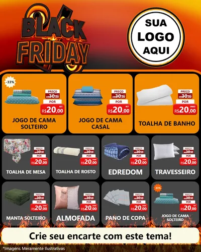 Modelo de Rede Social para Feed Instagram com o tema Black Friday para Cama, Mesa e Banho