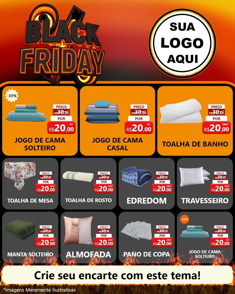Modelo de Rede Social para Feed Instagram com o tema Black Friday para Cama, Mesa e Banho