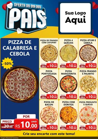 Modelo de Encarte para Encarte A4 Vertical com o tema Oferta Do Dia Dos Pais para Pizzaria