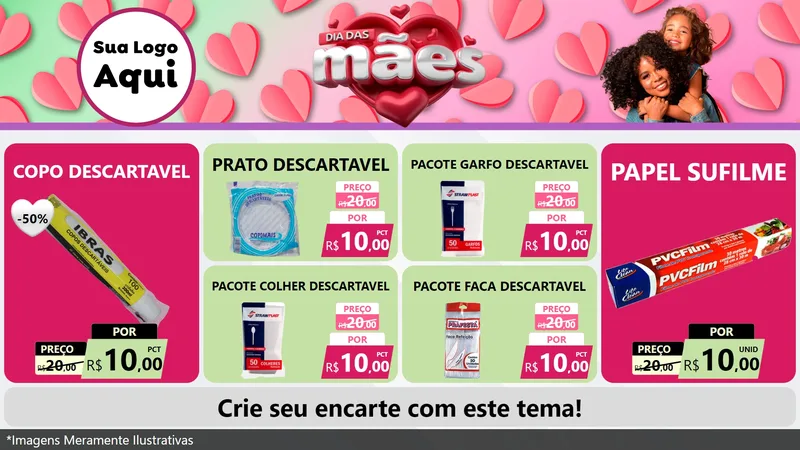 Modelo de TV para TV Horizontal com o tema Dia das Mães para Embalagens