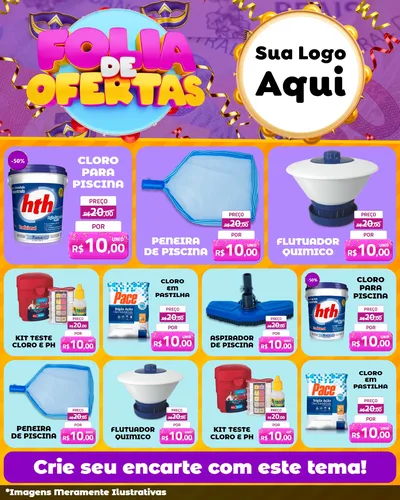 Modelo de Rede Social para Feed Instagram com o tema Folia de Ofertas para Produtos para Piscina
