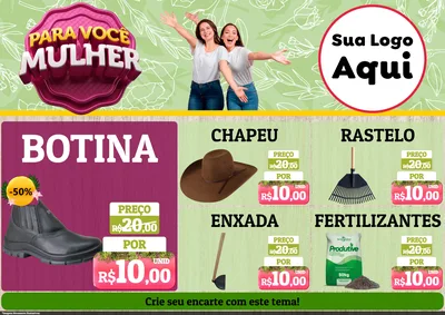Modelo de Encarte para Encarte A4 Horizontal com o tema Para Você Mulher para Agropecuária