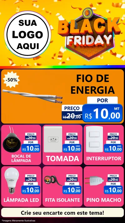 Modelo de Rede Social para Stories com o tema Black Friday para Materiais Elétricos