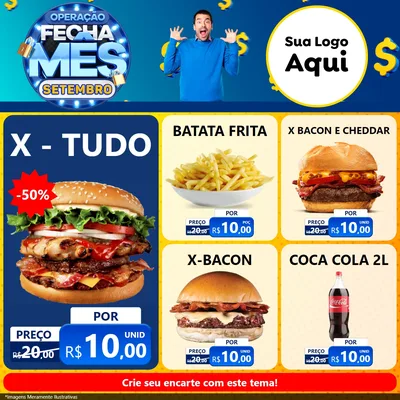 Modelo de Rede Social para Feed Facebook com o tema Operação Fecha Mês Setembro para Hamburgueria