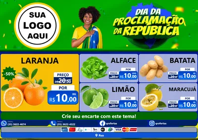Modelo de Encarte para Encarte A4 Horizontal com o tema Dia Da Proclamação Da República para Hortifrúti
