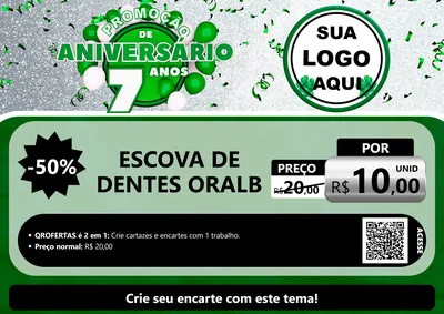 Modelo de Cartaz para Cartaz A4 Horizontal com o tema Promoção de Aniversário - 7 Anos para Higiene Pessoal