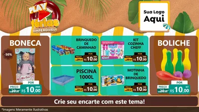Modelo de TV para TV Horizontal com o tema Play Nas Férias Imperdível para Brinquedos