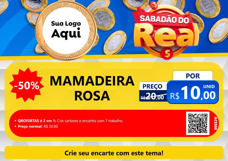 Modelo de Cartaz para Cartaz A4 Horizontal com o tema Sabadão do Real para Bebês
