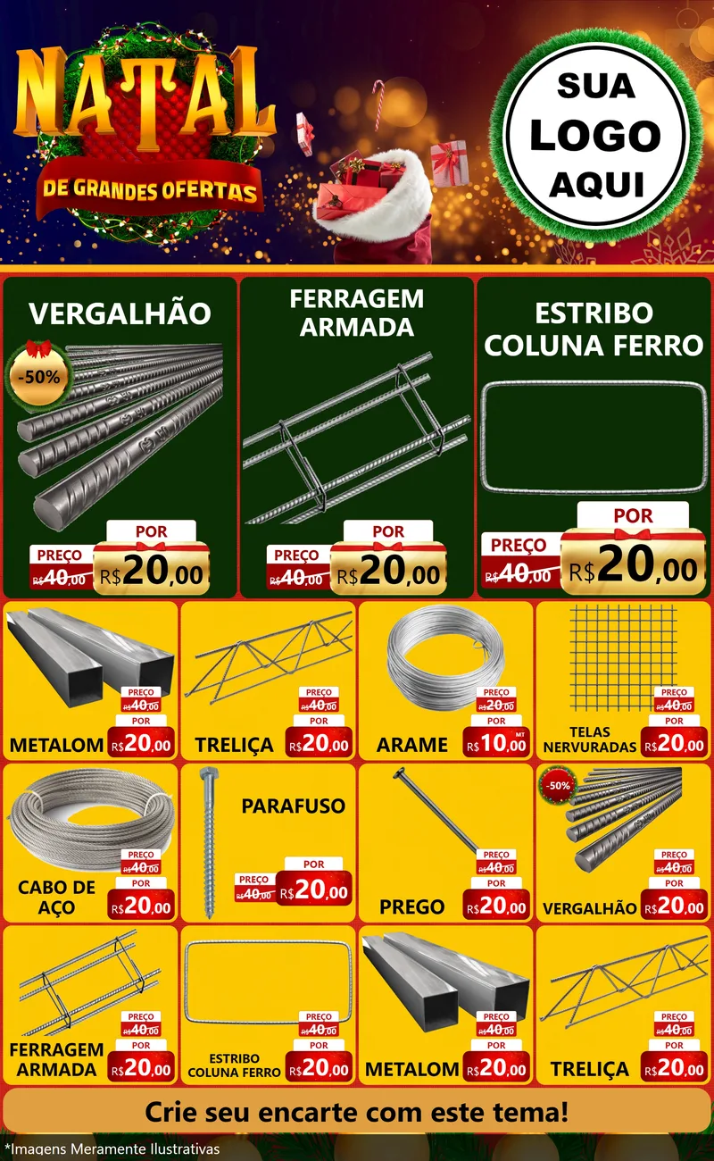 Modelo de Encarte para Encarte Grande com o tema Natal de Grandes Ofertas para Ferragens