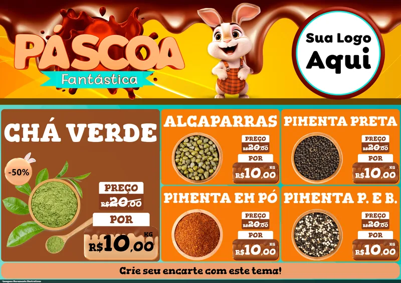 Modelo de Encarte para Encarte A4 Horizontal com o tema Páscoa Fantástica para Produtos Naturais