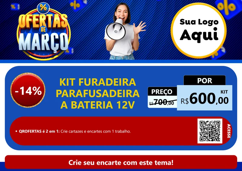 Modelo de Cartaz para Cartaz A4 Horizontal com o tema Ofertas de Março para Maquinas e Ferramentas