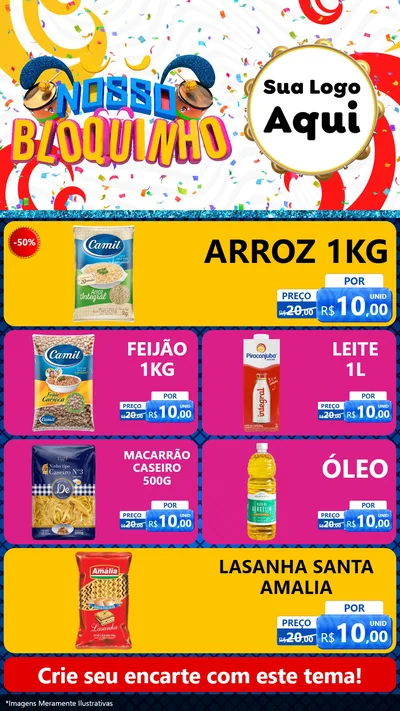 Modelo de TV para TV Vertical com o tema Nosso Bloquinho para Supermercado