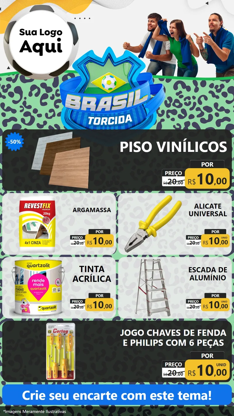 Modelo de TV para TV Vertical com o tema Brasil Torcida - Copa para Material para Construção