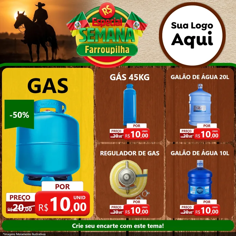 Modelo de Rede Social para Feed Facebook com o tema Especial Semana Farroupilha para Água e gás