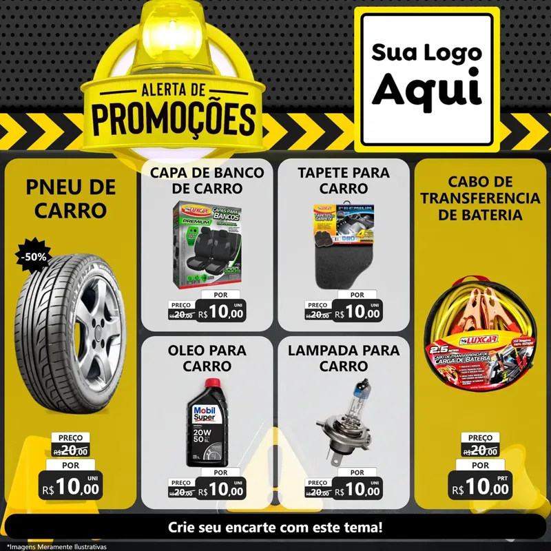 Modelo de Rede Social para Feed Facebook com o tema Alerta de Promoções para Auto peças
