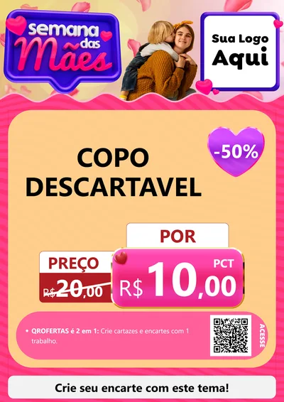 Modelo de Cartaz para Cartaz A4 Vertical com o tema Semana das Mães para Embalagens