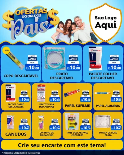 Modelo de Rede Social para Feed Instagram com o tema Ofertas do Dia dos Pais para Embalagens