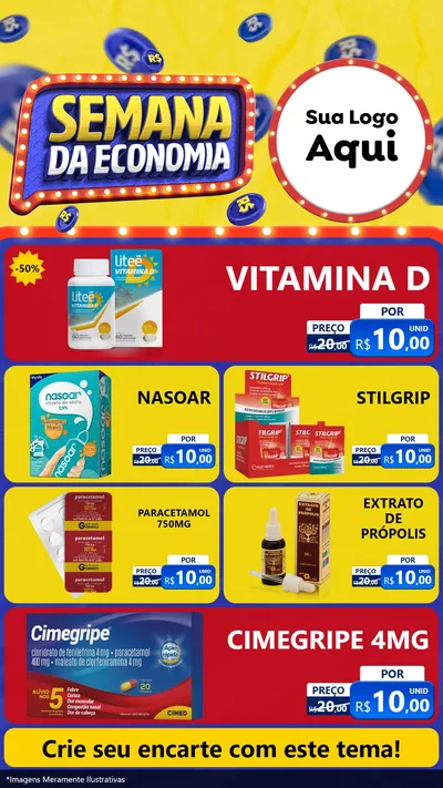 Modelo de TV para TV Vertical com o tema Semana da Economia para Farmácia