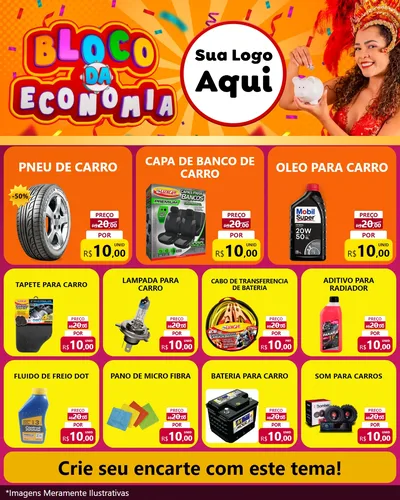 Modelo de Rede Social para Feed Instagram com o tema Bloco da Economia para Auto peças