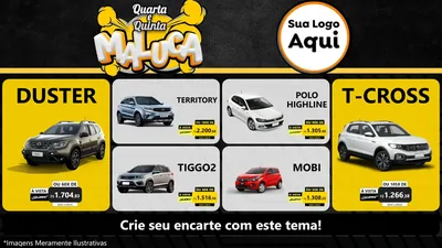 Modelo de TV para TV Horizontal com o tema Quarta e Quinta Maluca para Concessionaria de Carros