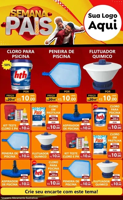 Modelo de Encarte para Encarte Grande com o tema Semana Dos Pais para Produtos para Piscina