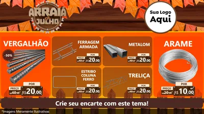 Modelo de TV para TV Horizontal com o tema Arraiá de Julho - Junina para Ferragens