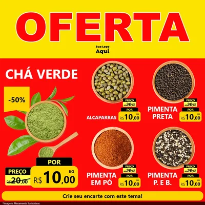 Modelo de Rede Social para Feed Facebook com o tema OFERTA - Vermelho Cartaz para Produtos Naturais