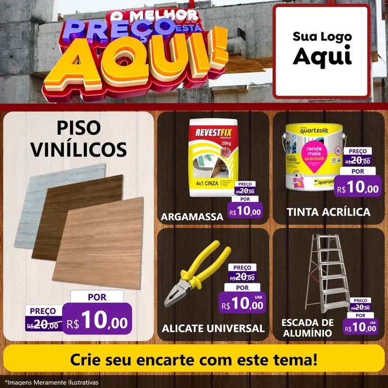 Modelo de Rede Social para Feed Facebook com o tema O Melhor Preço Está Aqui - Construção para Material para Construção