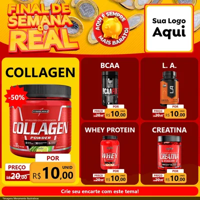 Modelo de Rede Social para Feed Facebook com o tema Final de Semana do Real para Suplementos alimentares