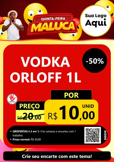 Modelo de Cartaz para Cartaz A4 Vertical com o tema Quinta-feira Maluca para Distribuidora de bebidas