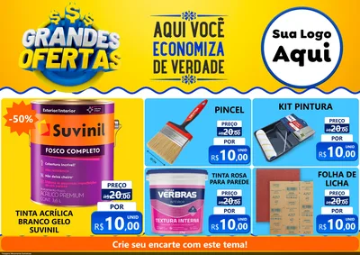 Modelo de Encarte para Encarte A4 Horizontal com o tema Grandes Ofertas para Tintas e Ferramentas